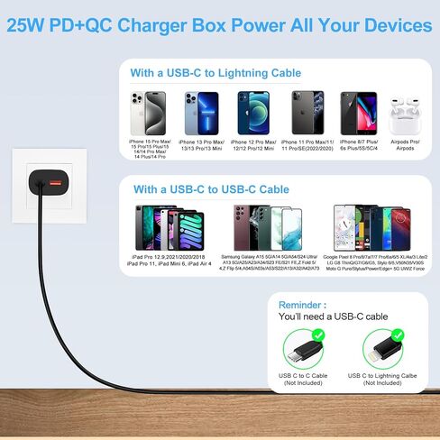 25 واط شحن سريع للغاية كتلة USB C محول الطاقة نوع C قابس حائط لساعة Samsung Galaxy Watch 7 6/Watch Ultra FE/A35/Z Flip6/A15/A54/S24/S23، Motorola Edge 5G UW،G Stylus 5G 2024،G Power، آيفون 15، بكسل 8 in Saudi Arabia