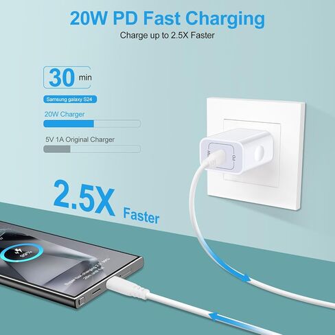 كتلة شحن سريعة Android لهاتف Motorola razr/Edge 2024، Moto G Stylus 2024، razr 50 Ultra، شاحن حائط USB C بقدرة 20 وات، قابس شحن من النوع C لهاتف Samsung Galaxy Z Flip 6/Z Fold 6/Watch 7/A15/A35/S24/ S23 in Kuwait