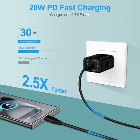 كتلة شحن سريعة Android لهاتف Motorola razr/Edge 2024، Moto G Stylus 2024، razr 50 Ultra، شاحن حائط USB C بقدرة 20 وات، قابس شحن من النوع C لهاتف Samsung Galaxy Z Flip 6/Z Fold 6/Watch 7/A15/A35/S24/ S23 in Kuwait