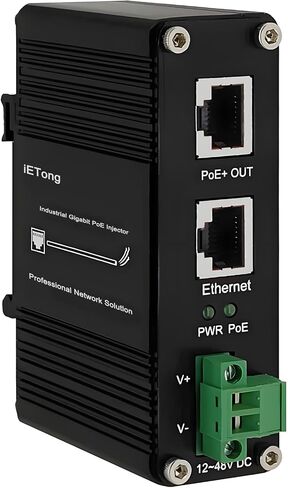 Industrial POE Injector,30 W Industrial Hardened Gigabit POE Adapter with DC 12-48 V Input,10/100/1000Mbps RJ-45,DIN-Rail and Wall Mount in Saudi Arabia