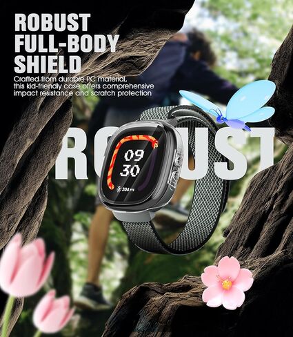 جراب Seltureone مكون من 4 قطع لهاتف Google Fitbit Ace LTE مع واقي شاشة من الزجاج المقوى، جراب ممتص للصدمات من البولي كربونات لساعة Google Fitbit Ace LET - شفاف/أسود/أزرق/أخضر in Saudi Arabia