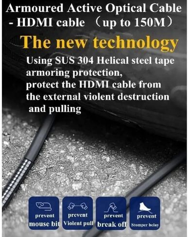 أغطية موصلات مقاومة للماء لكابل HDMI خارجي من Pacroban، مدرعة، آمنة داخل الحائط، 48 جيجابت في الثانية، ARC، 8K، 4K 120 هرتز in Kuwait