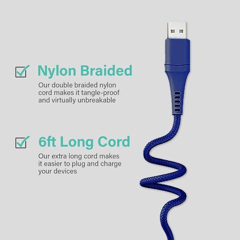 Classy Chargers MFI Certified Lightning Cable | 6FT Charging Cable Supports iPhone & iPad Devices (Turquoise) in Saudi Arabia