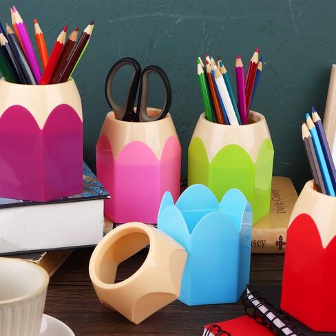 6pcs Pencil Shaped Pen Holders,Pencil Storage Organizer,Cute Desktop Pen Cup,Makeup Brush Container,Pencil Pot,Cartoon Stationery Rack,Creative Stationery Storage,for Office Home Decoration in Saudi Arabia