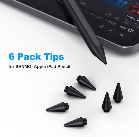6 قطع نصائح بديلة لقلم SENMO iPad (أسود) in Saudi Arabia