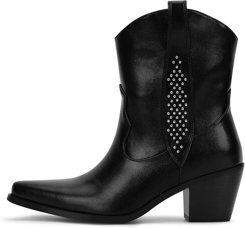 Women's Cowboy Boots Chunky Heel Ankle Boots Pull On Western Cowgirl Boots in Saudi Arabia