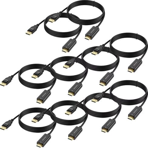 كابل DisplayPort إلى HDMI بطول 6 أقدام و10 حزم، منفذ عرض 4K إلى كابلات HDMI منفذ عرض أحادي الاتجاه إلى سلك HDMI لأجهزة Dell، والشاشة، وجهاز العرض، وسطح المكتب، وAMD، وLenovo، وHP، وThinkPad والمزيد in Kuwait