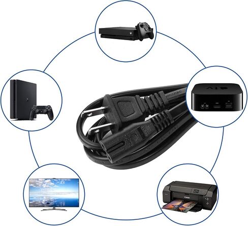 AC Power Cord for Xbox One S, Xbox One X, Xbox Series X/S, 2 Prong Power Cable Replacement-UL Listed in Saudi Arabia