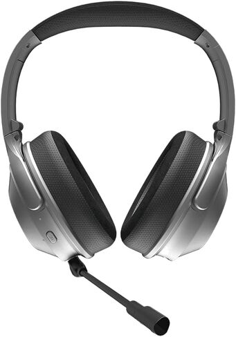 Raycon The Work Bluetooth Wireless Headphones with Detachable Mic, Active Noise Cancellation, 32 Hours of Battery, Memory Foam Cushions, with Talk, Text, and Play, Bluetooth 5.0 (Silver) in Kuwait