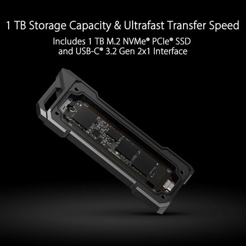 ASUS TUF Gaming A1 External M.2 NVMe SATA PCIe SSD Enclosure - USB-C, M.2 Q-Latch for Easy Installation, Drop Resistance, IP68 Water and dust Resistance, PS5 and Xbox Support,Black in Saudi Arabia