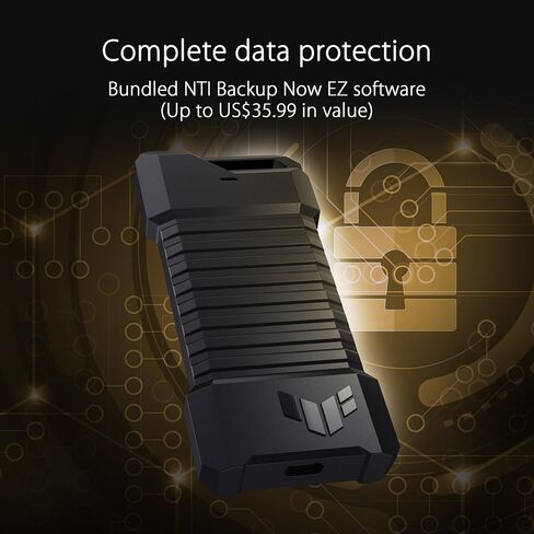 ASUS TUF Gaming A1 External M.2 NVMe SATA PCIe SSD Enclosure - USB-C, M.2 Q-Latch for Easy Installation, Drop Resistance, IP68 Water and dust Resistance, PS5 and Xbox Support,Black in Saudi Arabia