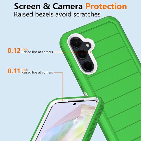 for Samsung Galaxy A35 5G Case with Belt Clip & Kickstand, Full-Body Protection Multi Layers Rugged Case with Belt Holster for Samsung Galaxy A35 5G (Green+White) in Kuwait