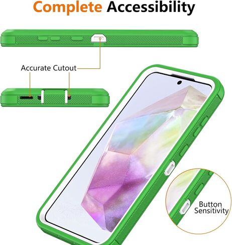 for Samsung Galaxy A35 5G Case with Belt Clip & Kickstand, Full-Body Protection Multi Layers Rugged Case with Belt Holster for Samsung Galaxy A35 5G (Green+White) in Kuwait