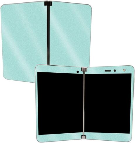 MightySkins Glossy Glitter Skin for Microsoft Surface Duo - Solid Seafoam | Protective, Durable High-Gloss Glitter Finish | Easy to Apply, Remove, and Change Styles | Made in The USA in Saudi Arabia