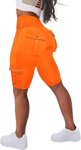 Flamingals Butt Lifting Biker Shorts for Women High Waist with Flap Pocket Workout Shorts Running Shorts Light Gray M in Saudi Arabia