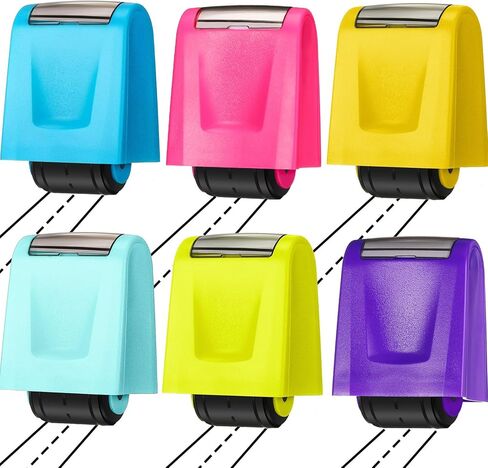 6 Pcs Dashed Handwriting Lines Practice Roller Stamp 6 Colors Handwriting Lines Stamp Roller Self Inking Handwriting Line Stamp for Kids Teachers Parents Adults Classroom Home Office Supplies in Saudi Arabia