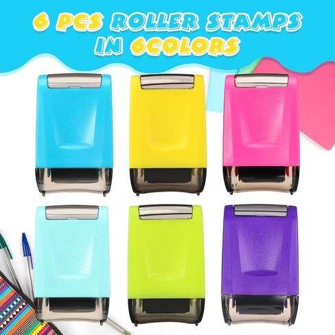 6 Pcs Dashed Handwriting Lines Practice Roller Stamp 6 Colors Handwriting Lines Stamp Roller Self Inking Handwriting Line Stamp for Kids Teachers Parents Adults Classroom Home Office Supplies in Saudi Arabia