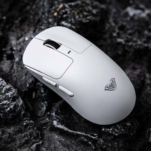 Aula SC680 Wireless Mouse, Ergonomic Gaming Mouse, with Adjustable 26000 DPI, PAW3395 Sensor, BK3633 Chipset, BT 5.0/2.4GHz/Wired Connections, 500mAh Battery for Win/Mac/PC/Laptop (White) in Saudi Arabia
