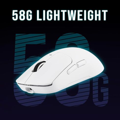 Aula SC680 Wireless Mouse, Ergonomic Gaming Mouse, with Adjustable 26000 DPI, PAW3395 Sensor, BK3633 Chipset, BT 5.0/2.4GHz/Wired Connections, 500mAh Battery for Win/Mac/PC/Laptop (White) in Saudi Arabia
