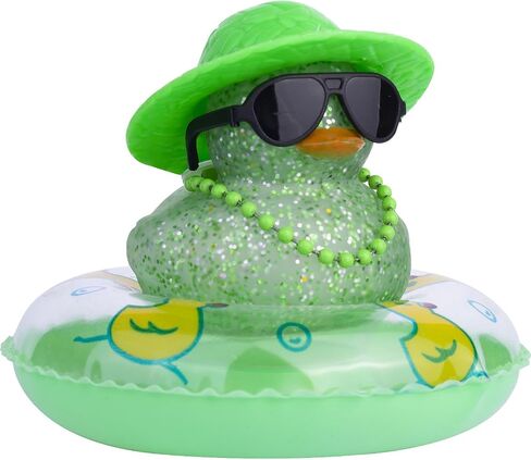 MuMyer Car Rubber Duck Ornaments Colorful Duck Car Dashboard Decorations Accessories with Mini Sunglasses Swim Ring Sun Hat and Color Necklace(CC12) in Saudi Arabia