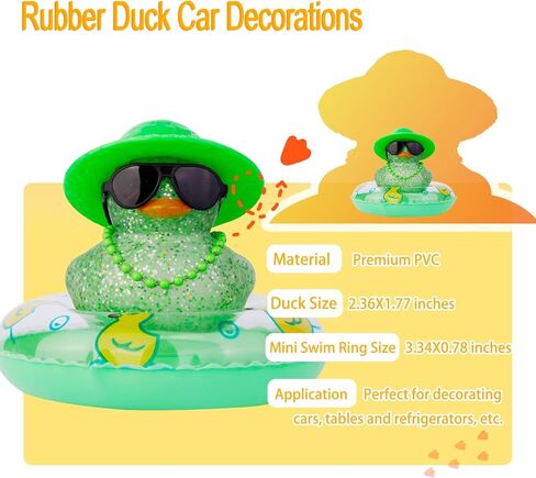 MuMyer Car Rubber Duck Ornaments Colorful Duck Car Dashboard Decorations Accessories with Mini Sunglasses Swim Ring Sun Hat and Color Necklace(CC12) in Saudi Arabia