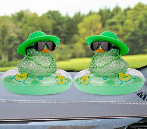 MuMyer Car Rubber Duck Ornaments Colorful Duck Car Dashboard Decorations Accessories with Mini Sunglasses Swim Ring Sun Hat and Color Necklace(CC12) in Saudi Arabia