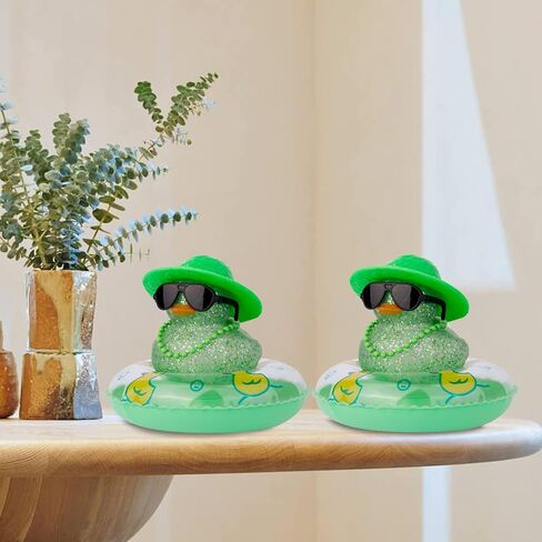 MuMyer Car Rubber Duck Ornaments Colorful Duck Car Dashboard Decorations Accessories with Mini Sunglasses Swim Ring Sun Hat and Color Necklace(CC12) in Saudi Arabia