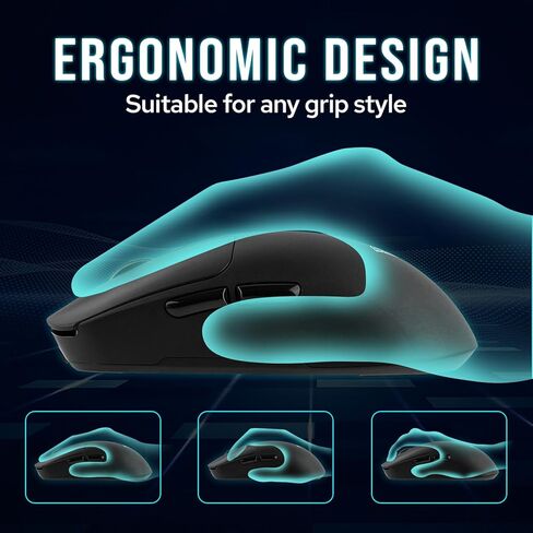 ماوس لاسلكي Aula SC680، ماوس ألعاب مريح، مع مستشعر PAW3395 قابل للتعديل، 26000 نقطة في البوصة، شريحة BK3633، توصيلات BT 5.0/2.4 جيجا هرتز/سلكية، بطارية 500 مللي أمبير في الساعة لأجهزة Win/Mac/PC/الكمبيوتر المحمول (أبيض) in Kuwait