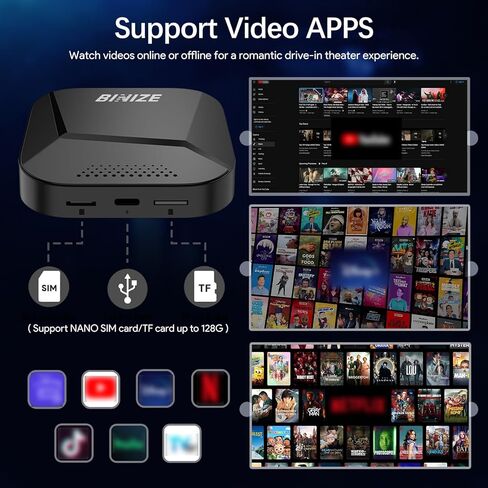 Binize Box Carplay AI Box نظام Android Ai Carplay Box متوافق مع Carplay اللاسلكي Android Auto، Magic AI Box Carplay جهاز بث الفيديو للسيارة مرآة الهاتف إلى شاشة السيارة ﻿ in Kuwait