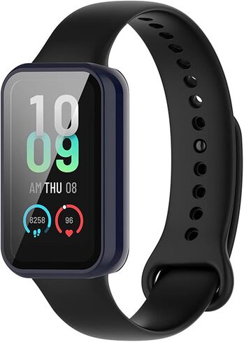 3PCS Watch Screen Protector Case Protective Face Cover with Tempered Glass Film Hard PC Bumper Compatible for Amazfit Band 7(Black+Pink+White) in Kuwait