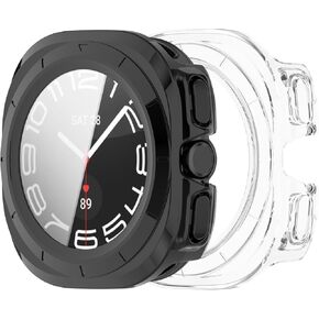 Intended for Samsung Galaxy Watch 7 Ultra 47MM Case Built-in Screen Protector Hard PC Rugged Bumper Resistant Protective Face Cover for Galaxy Watch 7 Ultra 47MM (6PACKSB)