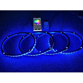 Sando Tech 4PCS 6×9'' RGB LED Speaker Lights Car Speaker Rings Spacer Ring Light Kit Car Coxial Lights Multiple Fit for Cat Truck Boat Powersport Bluetooth/Remote Ctrl
