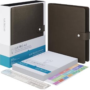 LUX PRO A5 - Daily Planner & appointment diary 2024 - Gratitude journal, wellness journal & Undated weekly planners and organisers - Desk journals for women & men - LUX Productivity (Blue - Midnight)