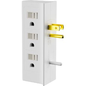 6 Outlets Splitter, 6-Outlet with Sliding Safety Covers, Grounded Side Access Outlet Extender Wall Tap, 3-Prong, Multiple Plug, Vertical Power Strip, White Adapter, 125V 15A 1875W