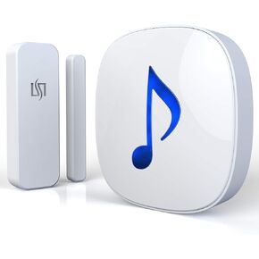 HTZSAFE Wireless Door/Window Magnetic Sensor Alarm-600 Feet Long Wireless Transmission Range-35 Classic Melodies Optional,4 Volume Levels & LED Flash-Home/Business DIY Burglar Alert Security System