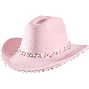 Womens Rhinestone Cowgirl Cowboy Hat Wide Brim Diamond-Glitter-Western-Cowboy Hat Bling Cowgirl Hat for Women