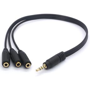 3 Way 3.5mm Headphone Splitter Gold Plated 3.5mm TRRS Male to 3 x 3.5mm TRRS Female Cable 4 Pole 1/8 inch Male to 3 Female Connectors