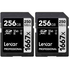 Lexar Professional SDHC/SDXC 1667x UHS-II 256gb Memory Card 2 Pack (LSD256CBNA1667)