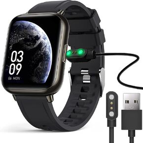 Compatible with AGPTEK 1.69" Smartwatch Charger, Lamshaw Magnetic USB Charging Cable Replacement Charger Cable Compatible with AGPTEK 1.69"(43mm) / LW31 Smartwatch (2 Pack-Black+Black)
