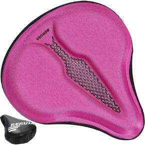 Bike Seat Cover Wide Comfortable Breathable Gel Bicycle Seat Cushion Soft Memory Foam Padded Large Exercise Saddle Cover Replacement for Men Women Indoor Outdoor Cycling 11 X 10 Inches