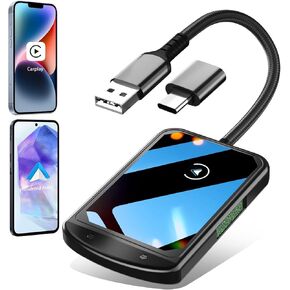 Wireless CarPlay Adapter & Android Auto Wireless Adapter - Plug & Play Stable & Fast Connection Compatible iphone IOS 10+ and android11+ , Convert Original Wired to Wireless Only for Car from 2015