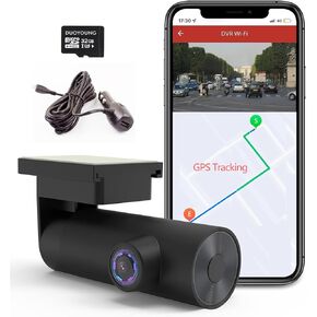 GPS FHD 1080P WiFi Dash Cam, Front Dash Camera for Cars, Night Vision, 24 Hours Parking Mode(Need to Purchase hardwire kit), WDR, HDR, Loop Recording, G-Sensor, APP Control, GPS, Free 32GB SD Card