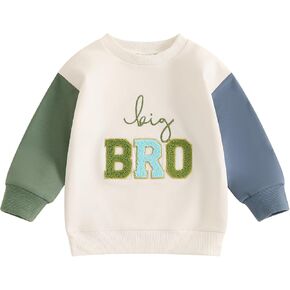 Lesimsam Sister and Brother Matching Outfits Toddler Baby Boy Girl Big Bro/Sis Little Bro/Sis Embroidery Sweatshirt Romper