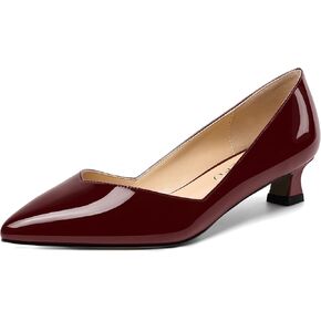 NUMALEO Womens Office Solid Patent Pointed Toe Casual Slip On Chunky Low Heel Pumps Shoes 1.5 Inch