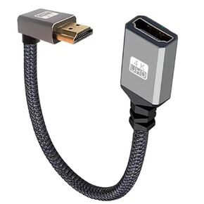 RIIPOO HDMI Extender Cable Short - HDMI Extension Male to Female Cord 0.5Ft 4K@60Hz Compatible with Xbox, PS4/5, Roku, Chromecast, Blu Ray, HDTV, PC & More (Left Angled)