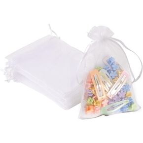 YHJZ 100PCS Organza Bags, 4x6 inches (10x15cm) Small Mesh Bags Drawstring, Jewelry Gift Bags, Packaging Bags for Party, Festival, Soaps, Makeup Organza Favor Bags (Blue)