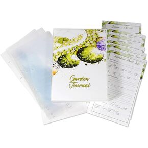 UniKeep Garden Planner and Track Journal مع 25 صفحة من القوائم والسجلات والتخطيطات. تتضمن أيضًا 17 صفحة بلاستيكية مع جيوب لتخزين الأشياء الصغيرة
