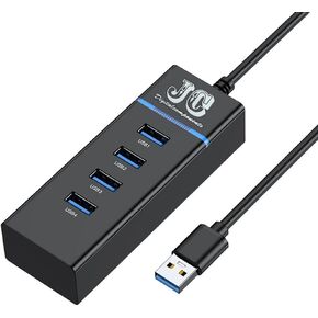 USB 2.0 3.0 Hub for Laptops with 11.811" Long Cable, Multiport Extender, Fast Data Transfer USB Splitter, Compatible with Windows PC, Mac, Printer, Portable Hard Disk, Mouse, USB Flash Drive