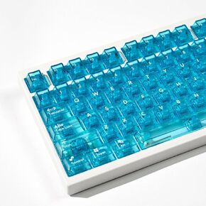 mintcaps Crystal Clear Keyboard Keycaps Transparent PC Cherry Profile Blue Keycap Set 114 Keys Shine Through Key Cap for Cherry Gateron Mx Switches Mechanical Keyboard