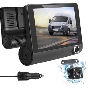 iMounTEK 3 Channel Dash Cam Front and Rear, 1080P Full HD Car Dash Camera, Three Way Triple Dashcams for Cars IR Night Vision, G-Sensor, Loop Recording, 24 Hours Parking Monitor